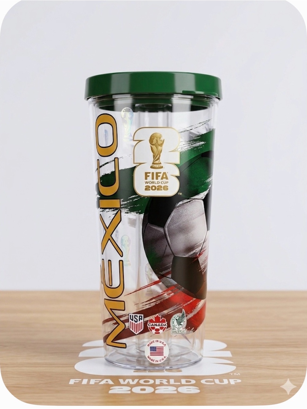 NWT World Cup 2026 Mexico 🇲🇽 Tumbler - water tumbler clear  24oz collectibles
